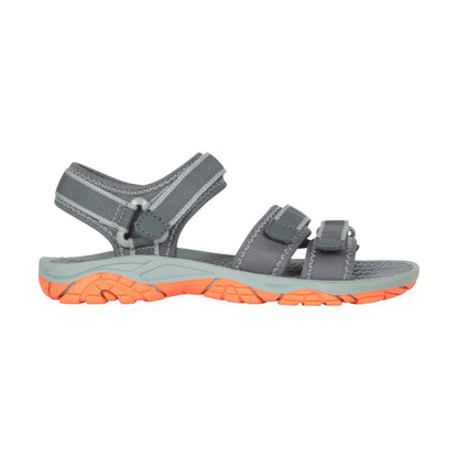 Dark Khaki - Side - Mountain Warehouse Childrens-Kids 3 Touch Fastening Strap Sandals