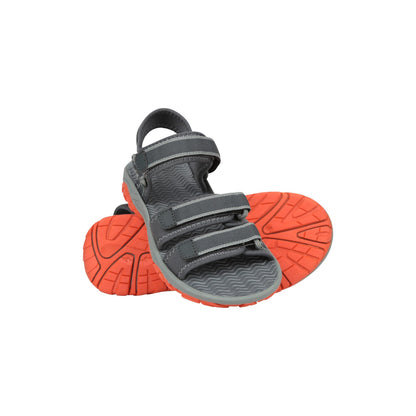 Dark Khaki - Pack Shot - Mountain Warehouse Childrens-Kids 3 Touch Fastening Strap Sandals