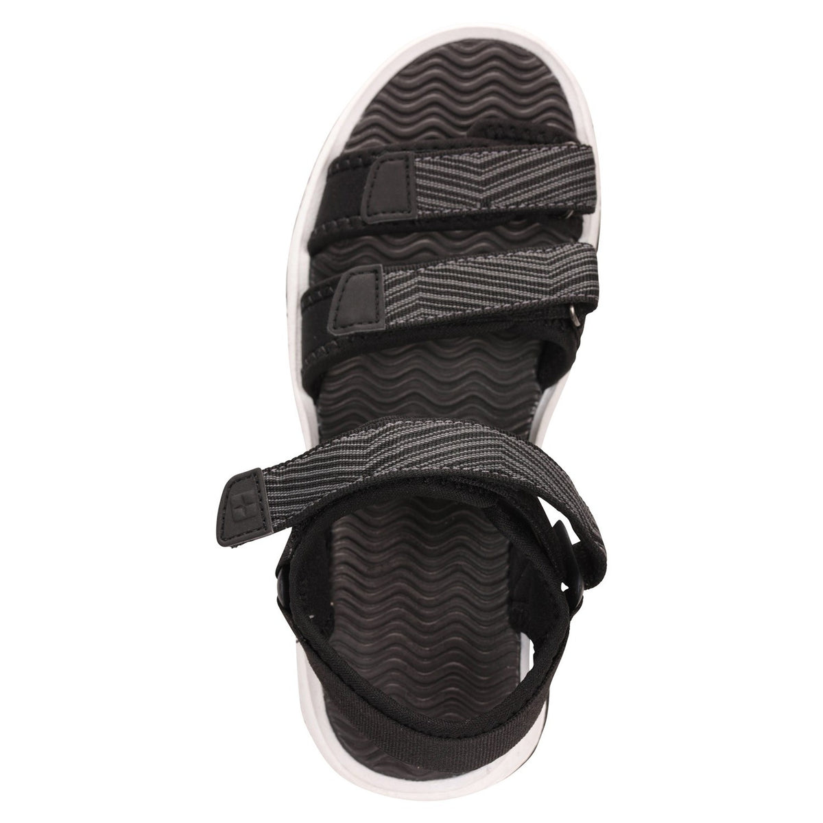 Black - Close up - Mountain Warehouse Childrens-Kids 3 Touch Fastening Strap Sandals