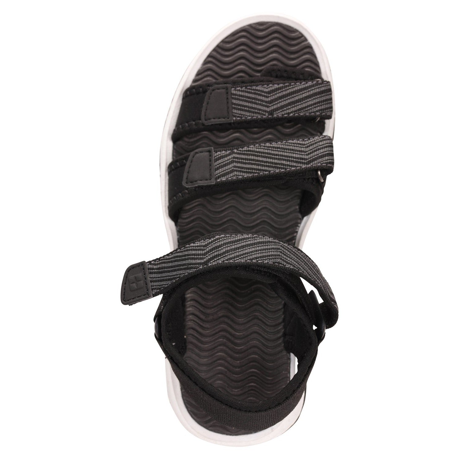 Black - Close up - Mountain Warehouse Childrens-Kids 3 Touch Fastening Strap Sandals