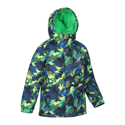 Bright Green - Back - Mountain Warehouse Childrens-Kids Mogal Geometric Ski Jacket