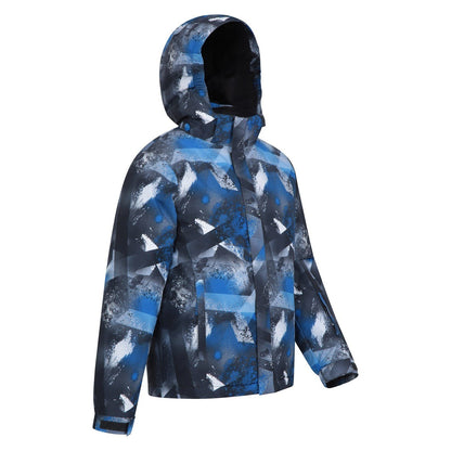 Blue - Side - Mountain Warehouse Childrens-Kids Mogal Geometric Ski Jacket