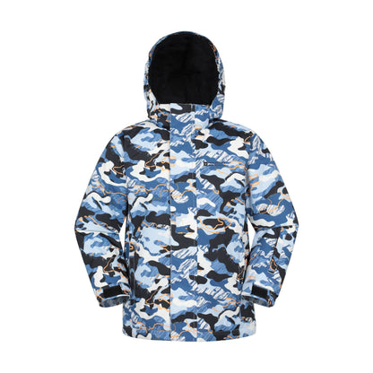 Pale Blue - Front - Mountain Warehouse Childrens-Kids Mogal Geometric Ski Jacket