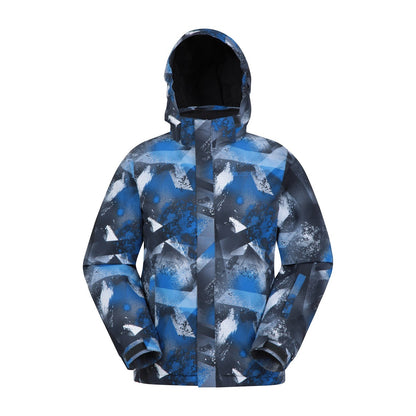 Blue - Front - Mountain Warehouse Childrens-Kids Mogal Geometric Ski Jacket