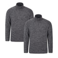 Black - Front - Mountain Warehouse Mens Snowdon Melange Fleece Top (Pack Of 2)