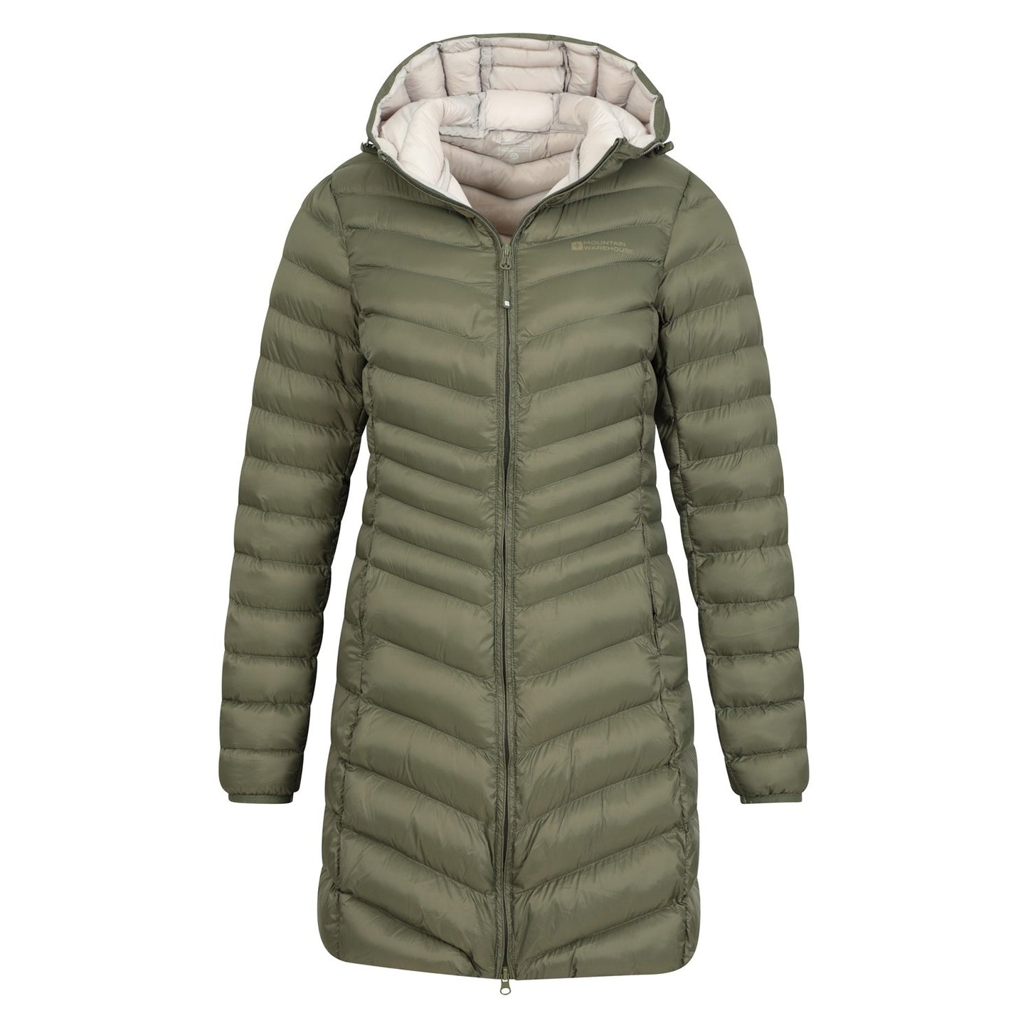 Khaki - Pack Shot - Mountain Warehouse Womens-Ladies Florence Long Padded Jacket