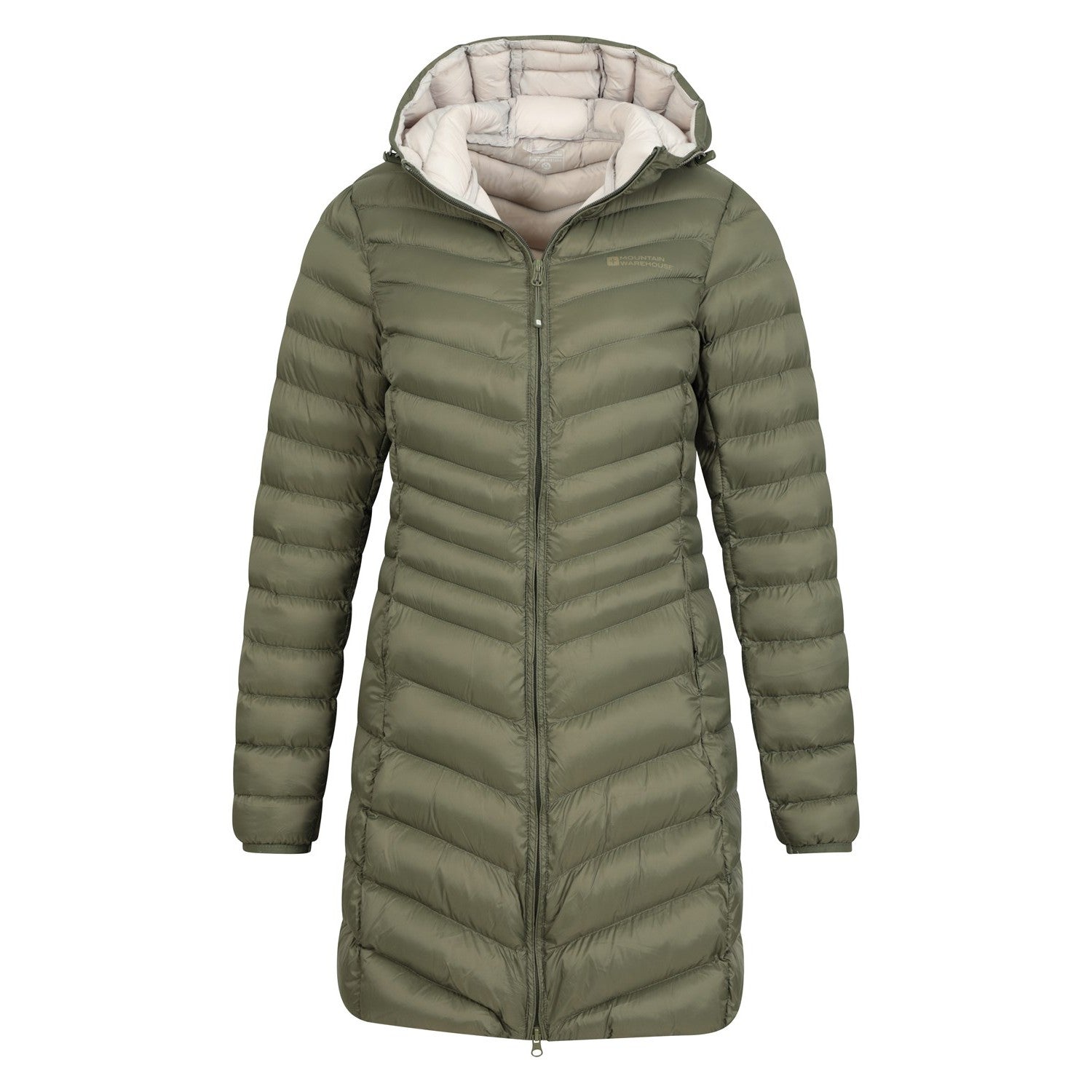 Khaki - Pack Shot - Mountain Warehouse Womens-Ladies Florence Long Padded Jacket