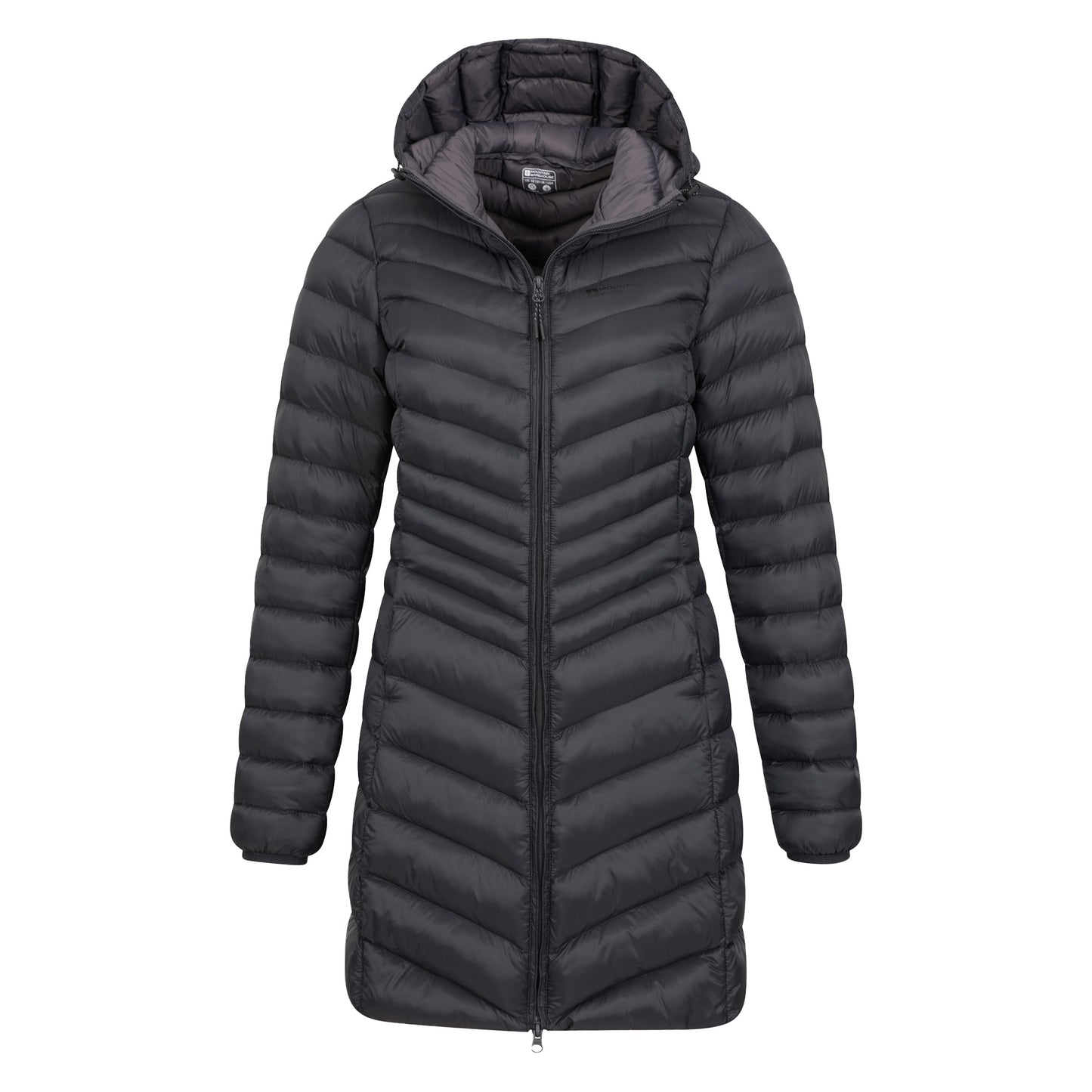 Black - Pack Shot - Mountain Warehouse Womens-Ladies Florence Long Padded Jacket