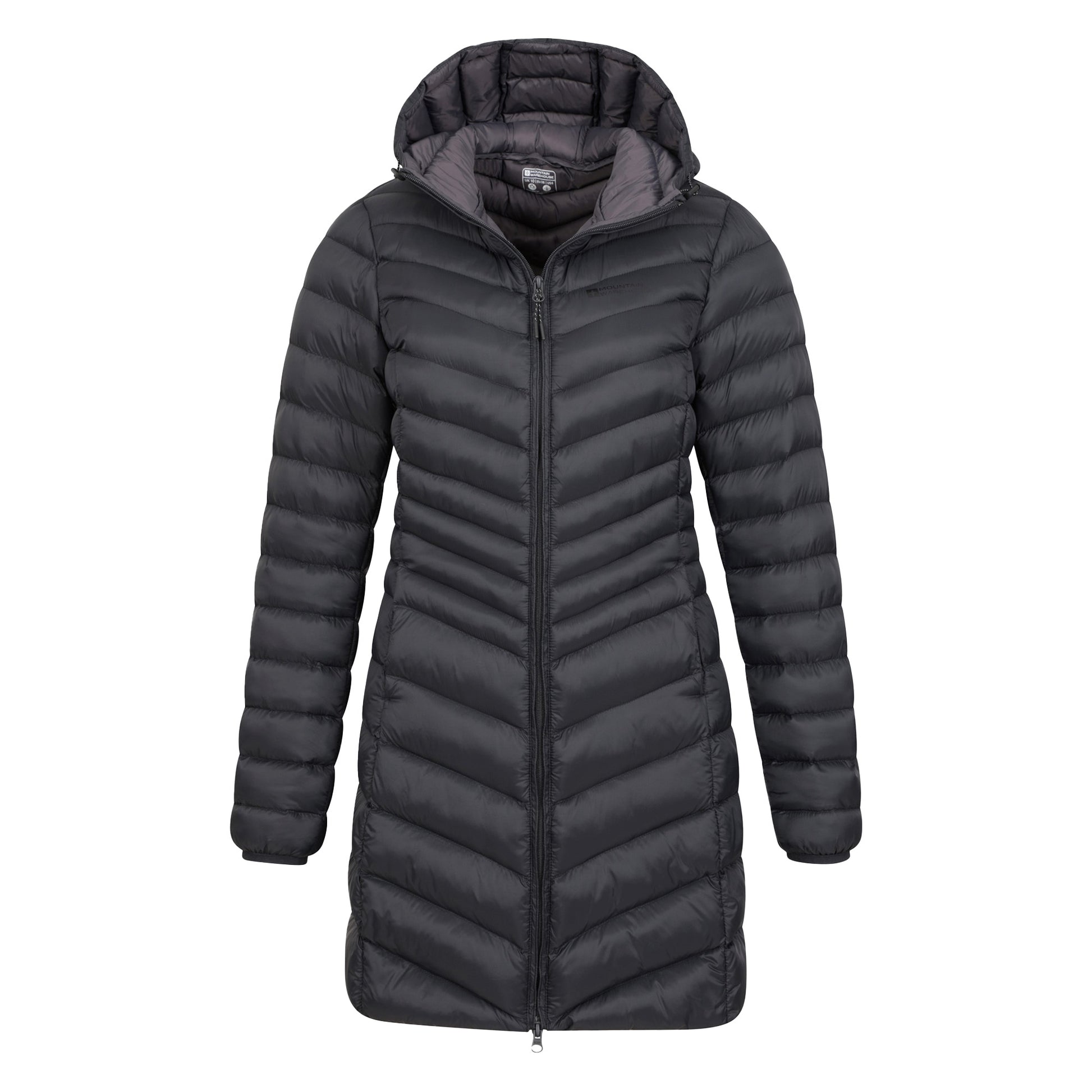 Black - Pack Shot - Mountain Warehouse Womens-Ladies Florence Long Padded Jacket