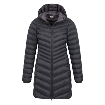 Black - Pack Shot - Mountain Warehouse Womens-Ladies Florence Long Padded Jacket