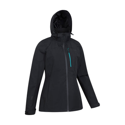 Jet Black - Side - Mountain Warehouse Womens-Ladies Rainforest II Extreme Waterproof Jacket