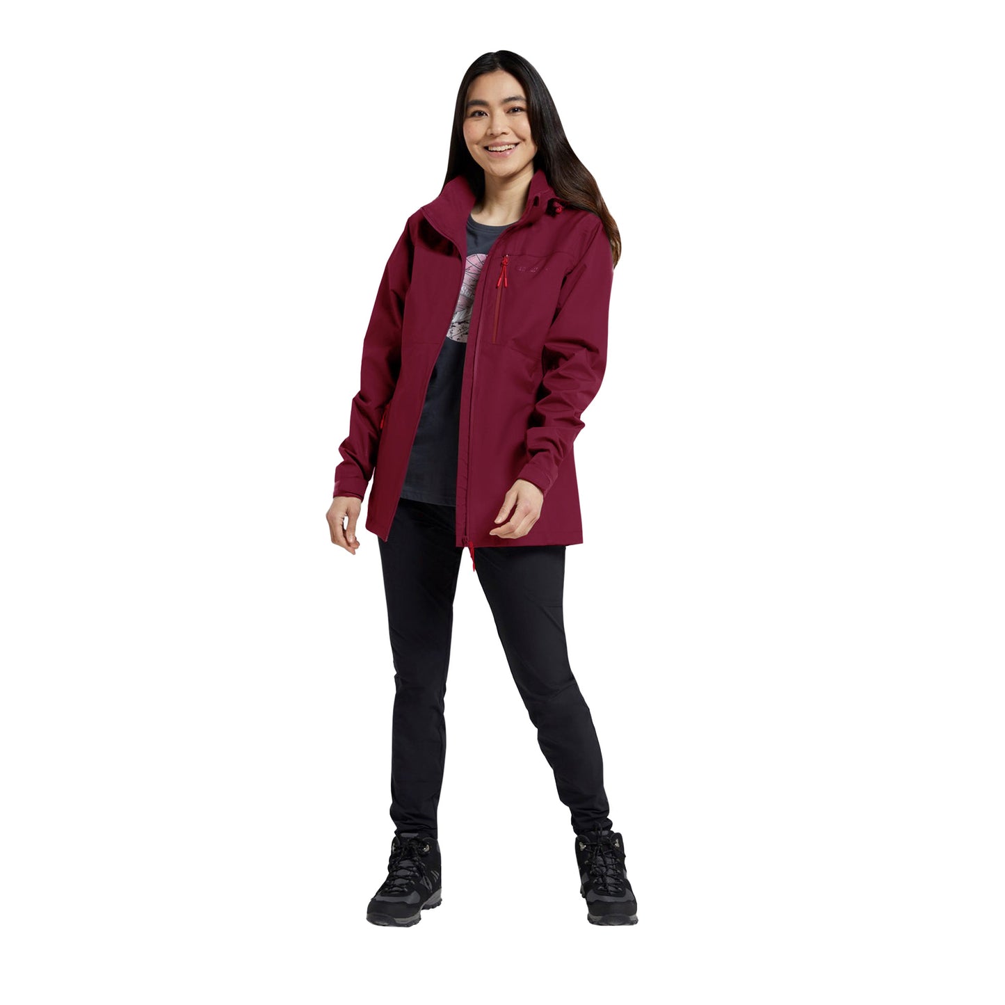 Burgundy - Close up - Mountain Warehouse Womens-Ladies Rainforest II Extreme Waterproof Jacket