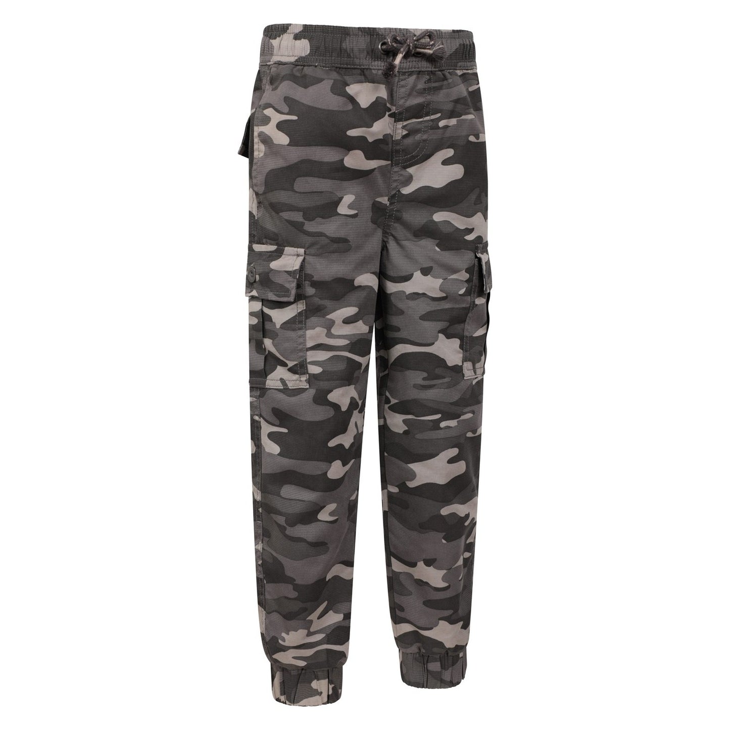 Black - Side - Mountain Warehouse Childrens-Kids Camo Anti-Stain Cargo Trousers