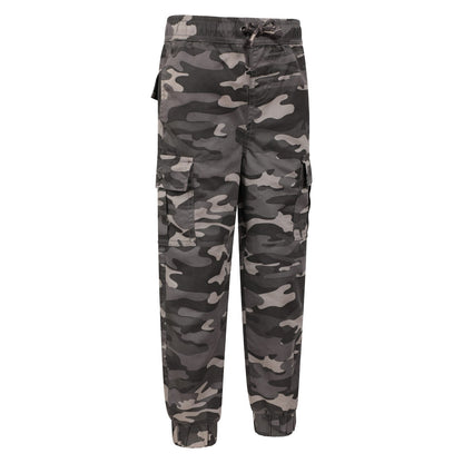 Black - Side - Mountain Warehouse Childrens-Kids Camo Anti-Stain Cargo Trousers