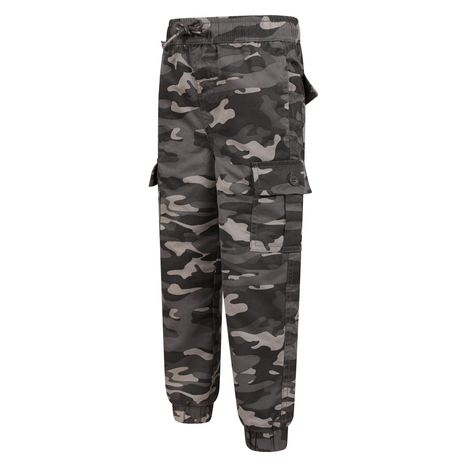 Black - Lifestyle - Mountain Warehouse Childrens-Kids Camo Anti-Stain Cargo Trousers