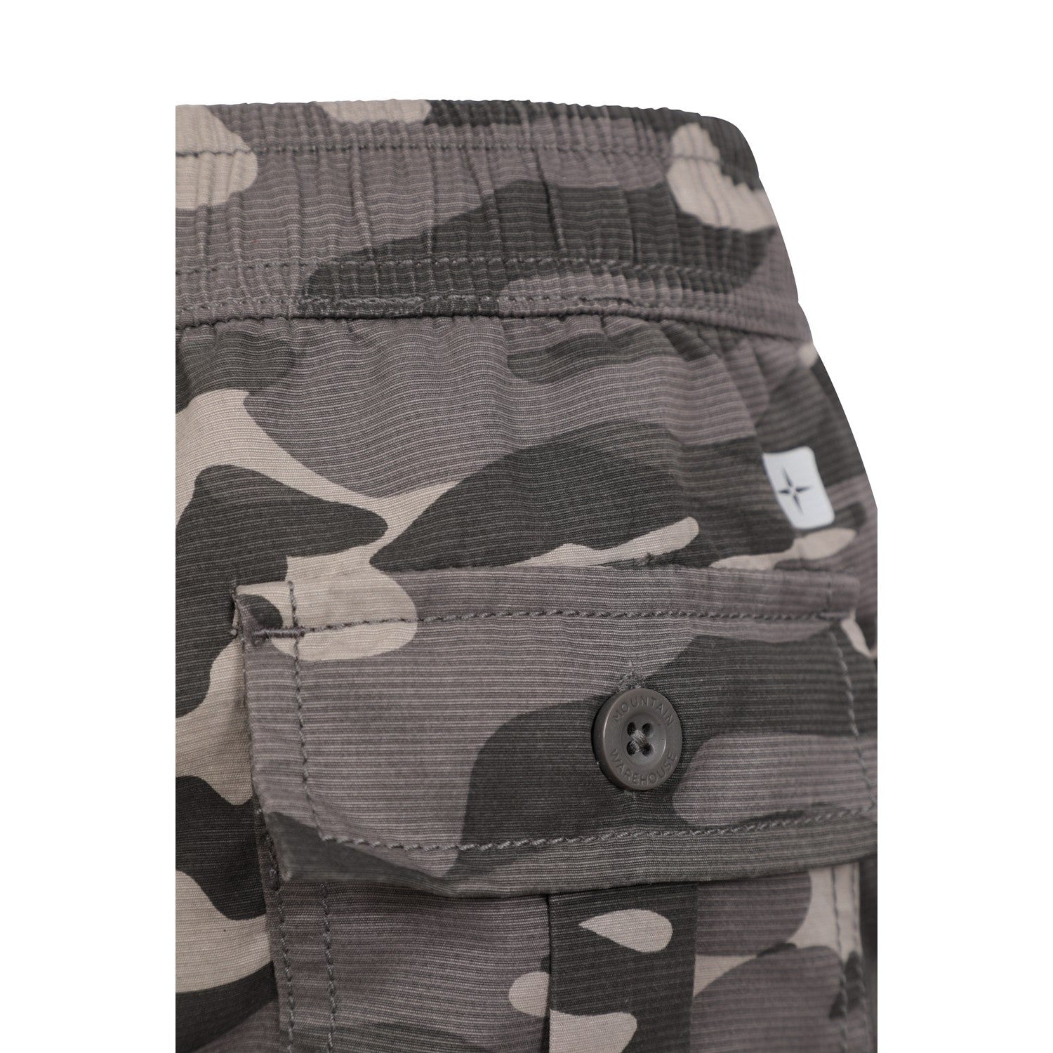Black - Pack Shot - Mountain Warehouse Childrens-Kids Camo Anti-Stain Cargo Trousers