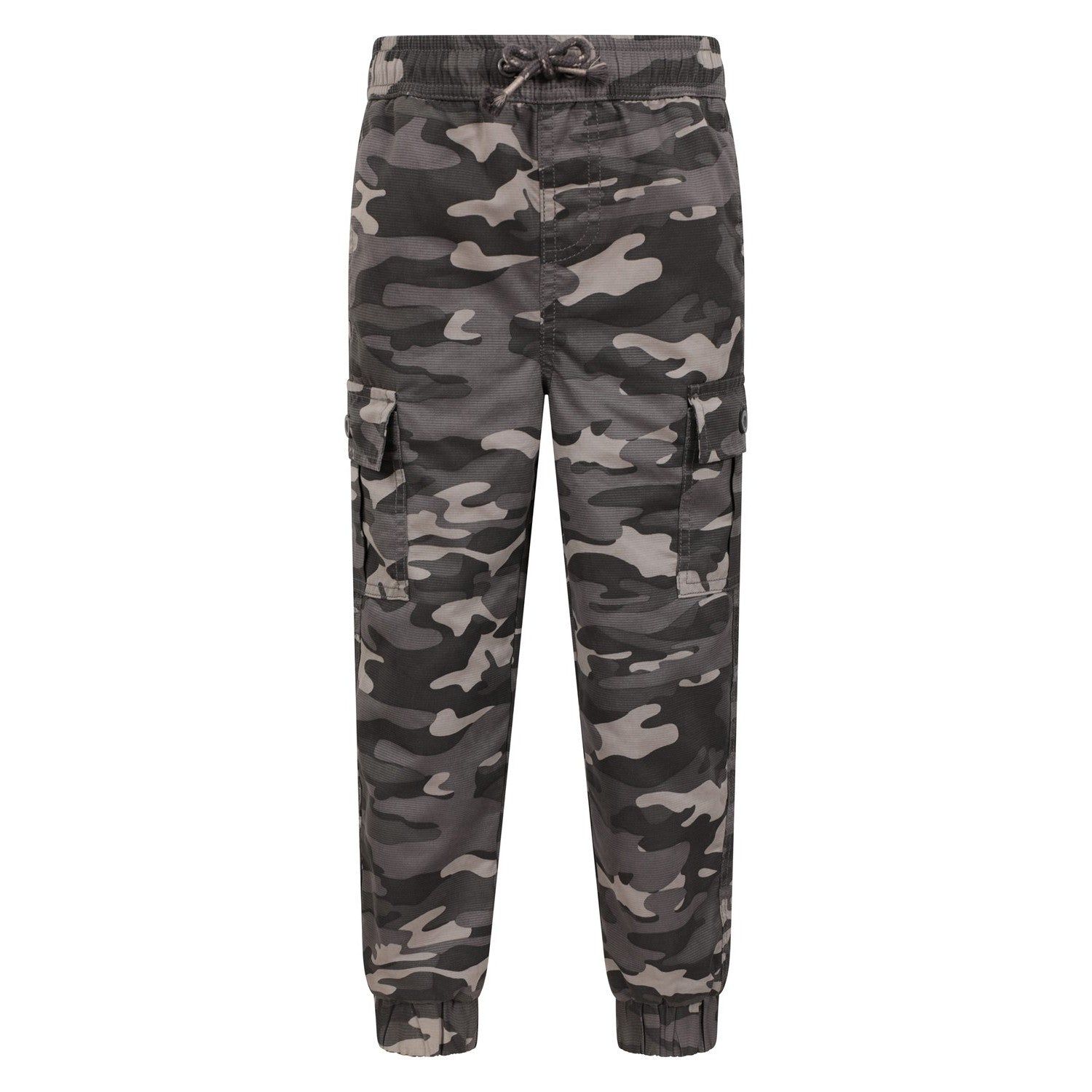 Black - Front - Mountain Warehouse Childrens-Kids Camo Anti-Stain Cargo Trousers
