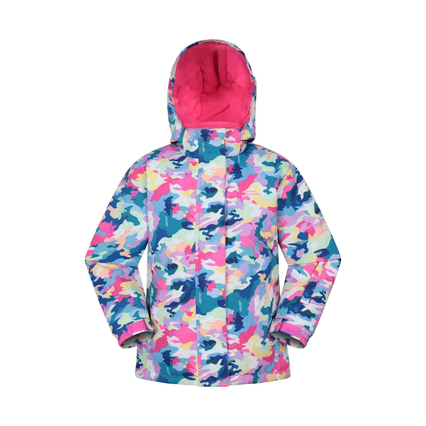 Bright Pink - Front - Mountain Warehouse Childrens-Kids Snowdrop Watercolour Ski Jacket