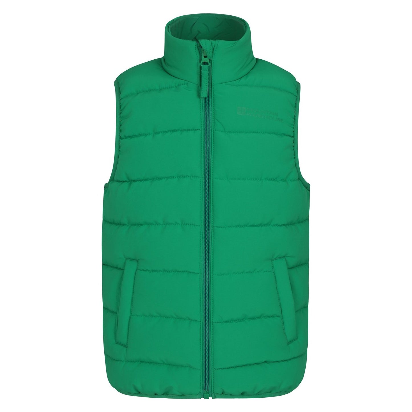 Green - Front - Mountain Warehouse Childrens-Kids Rocko Plain Padded Gilet