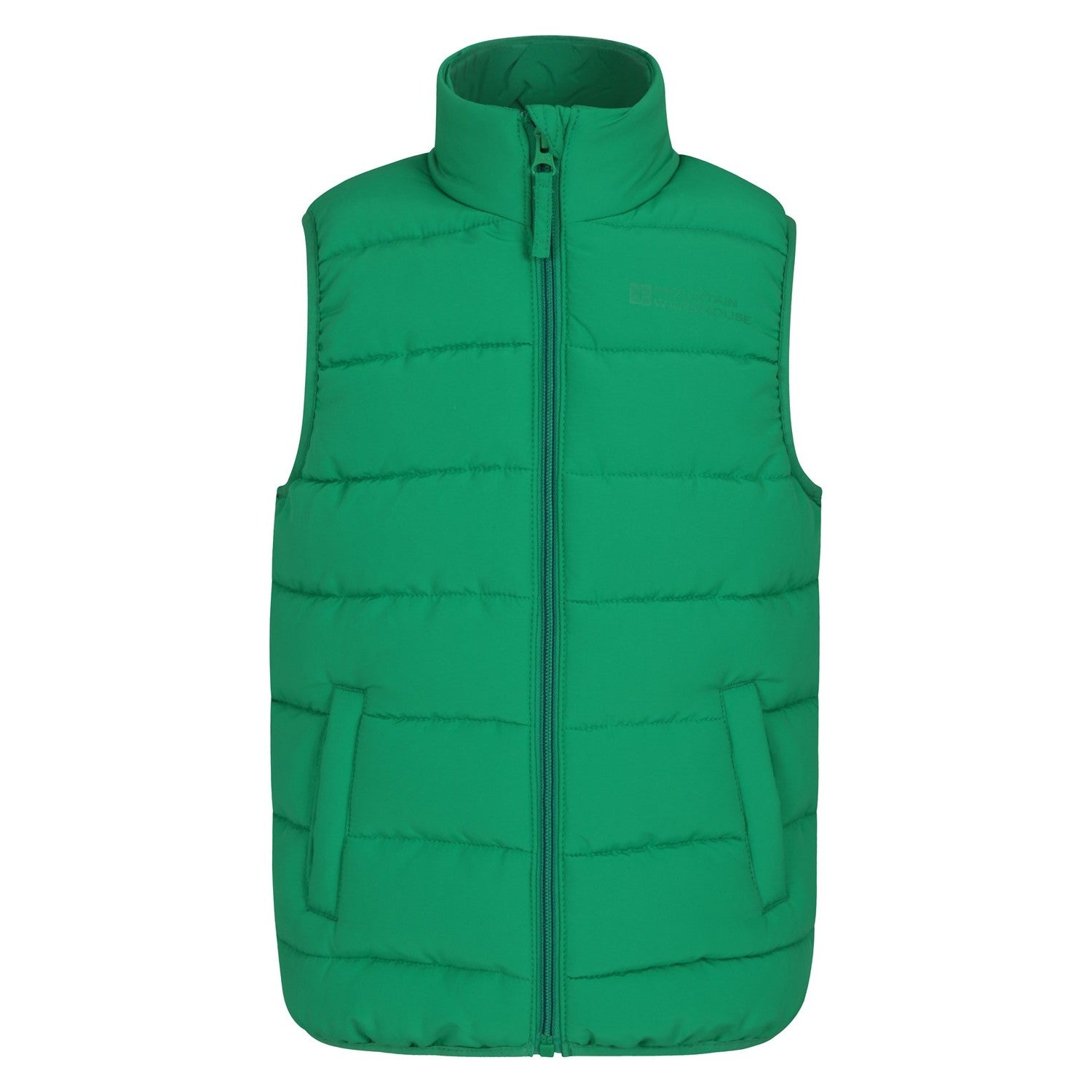 Green - Front - Mountain Warehouse Childrens-Kids Rocko Plain Padded Gilet