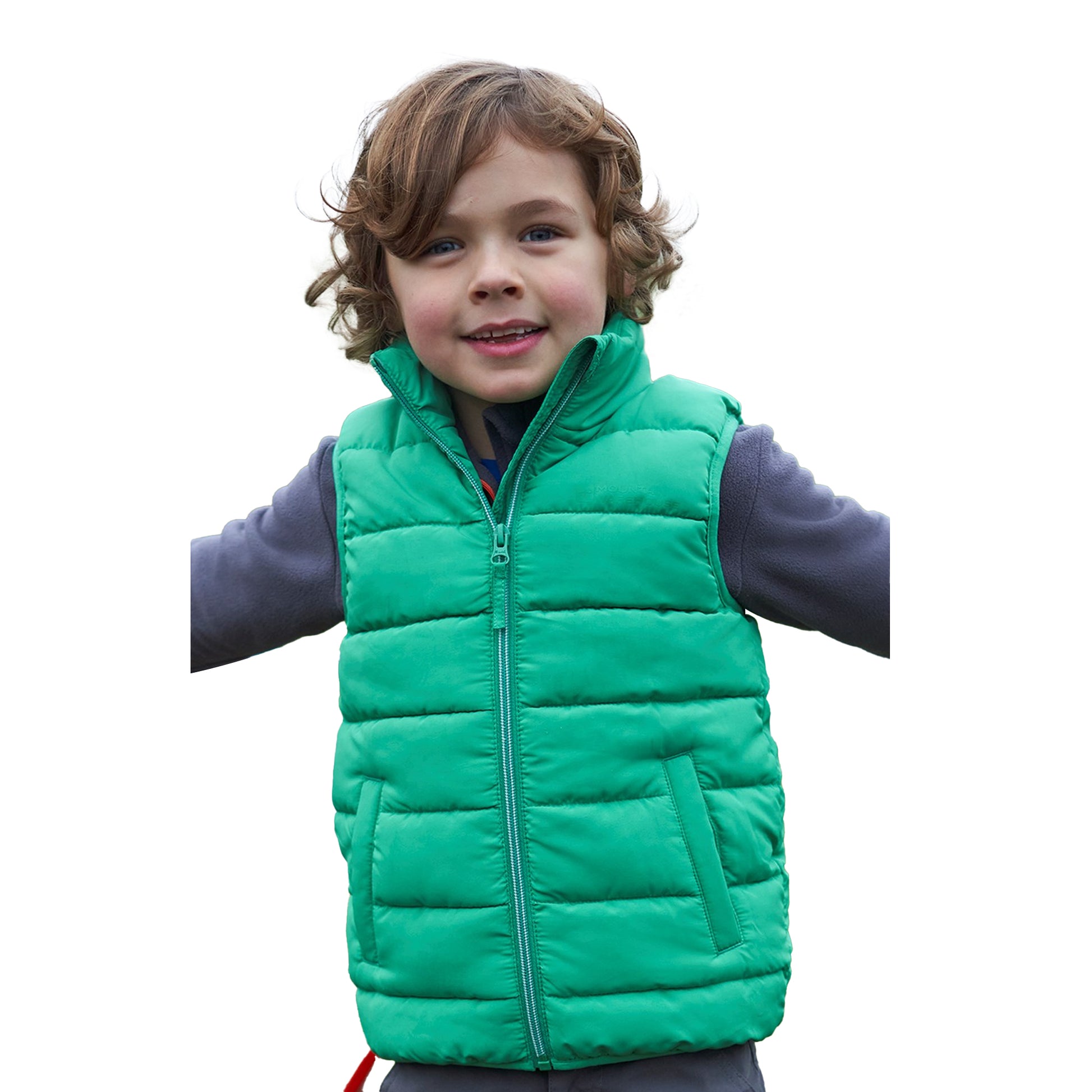 Green - Close up - Mountain Warehouse Childrens-Kids Rocko Plain Padded Gilet