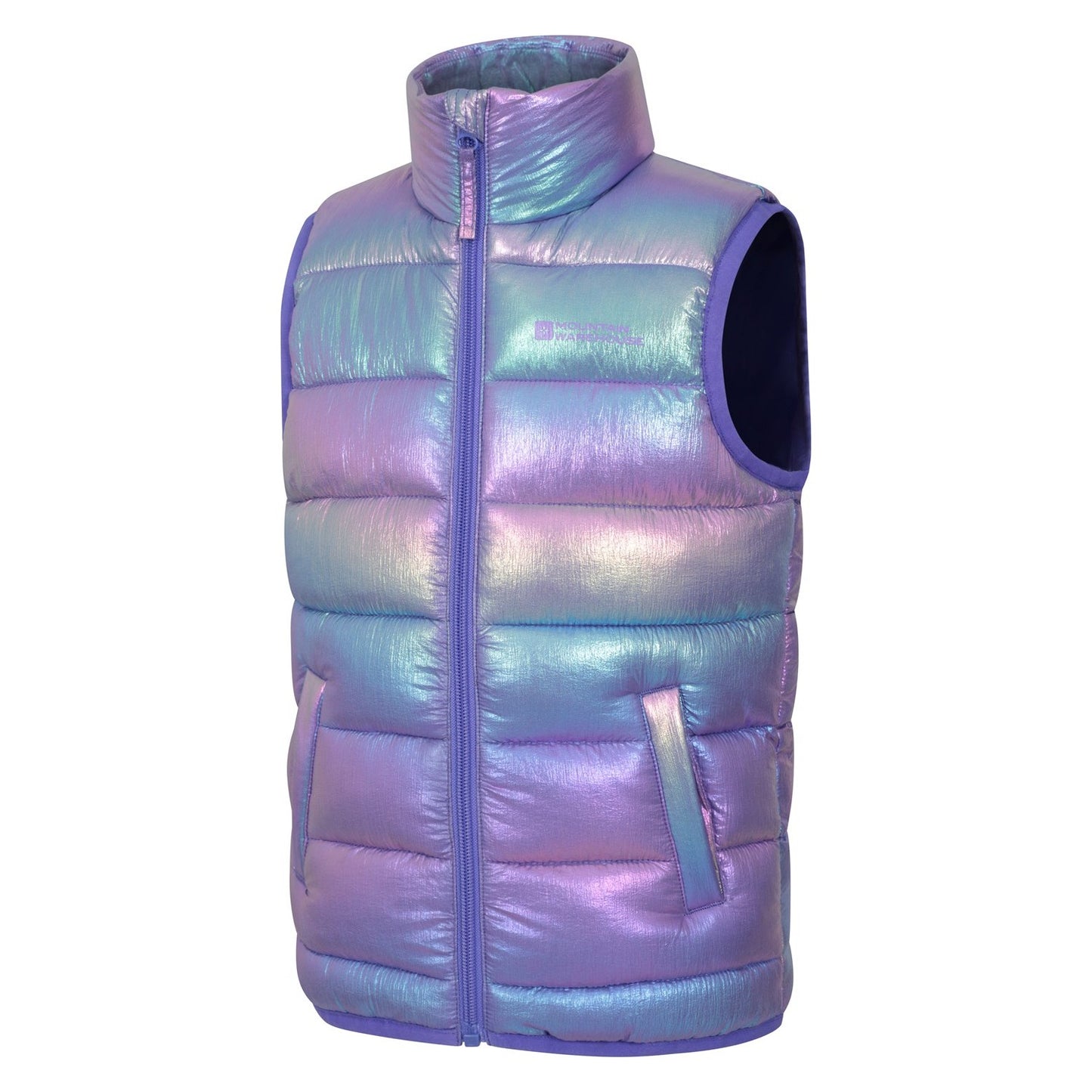 Blue - Side - Mountain Warehouse Childrens-Kids Rocko Plain Padded Gilet
