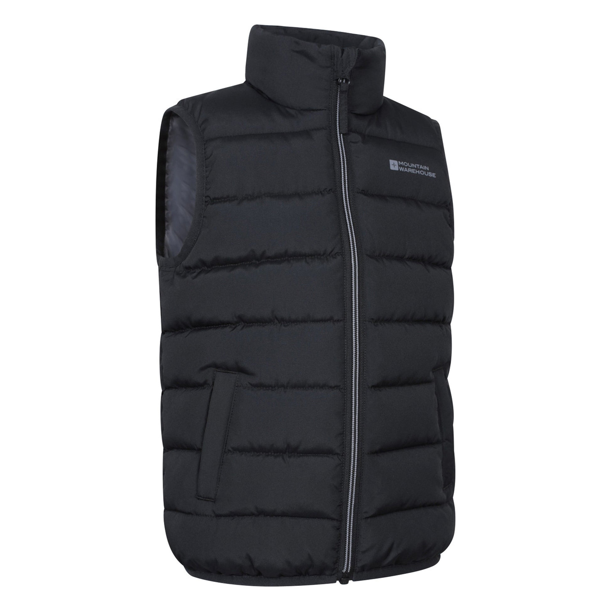 Black - Back - Mountain Warehouse Childrens-Kids Rocko Plain Padded Gilet