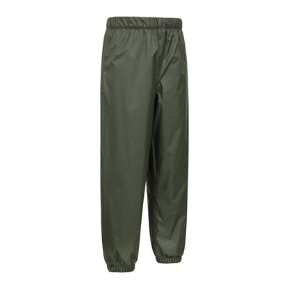 Khaki Green - Side - Mountain Warehouse Childrens-Kids Fleece Lined Waterproof Trousers