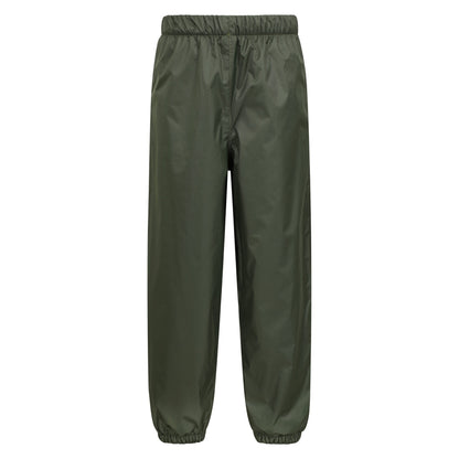 Khaki Green - Front - Mountain Warehouse Childrens-Kids Fleece Lined Waterproof Trousers