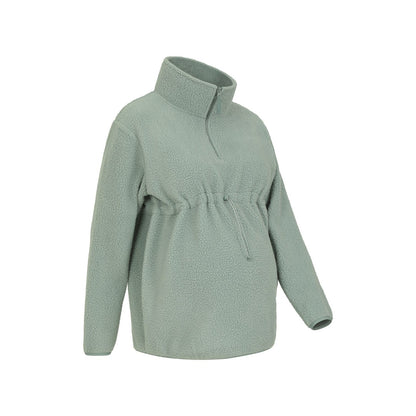 Khaki Green - Side - Mountain Warehouse Womens-Ladies Cosy Sherpa Half Zip Maternity Fleece Top