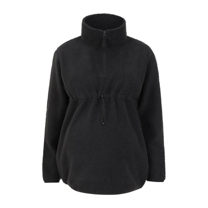 Black - Front - Mountain Warehouse Womens-Ladies Cosy Sherpa Half Zip Maternity Fleece Top
