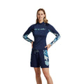 Navy - Side - Animal Womens-Ladies Lillie Contrast Panel Rash Guard