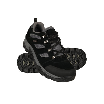 Jet Black - Front - Mountain Warehouse Mens Voyage Suede Waterproof Walking Shoes