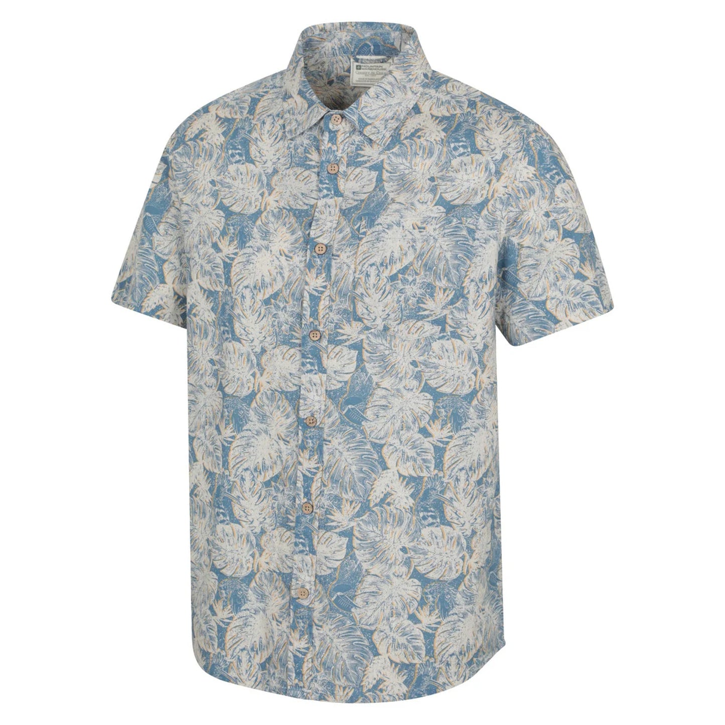 Bright Blue - Side - Mountain Warehouse Mens Tropical Short-Sleeved Shirt
