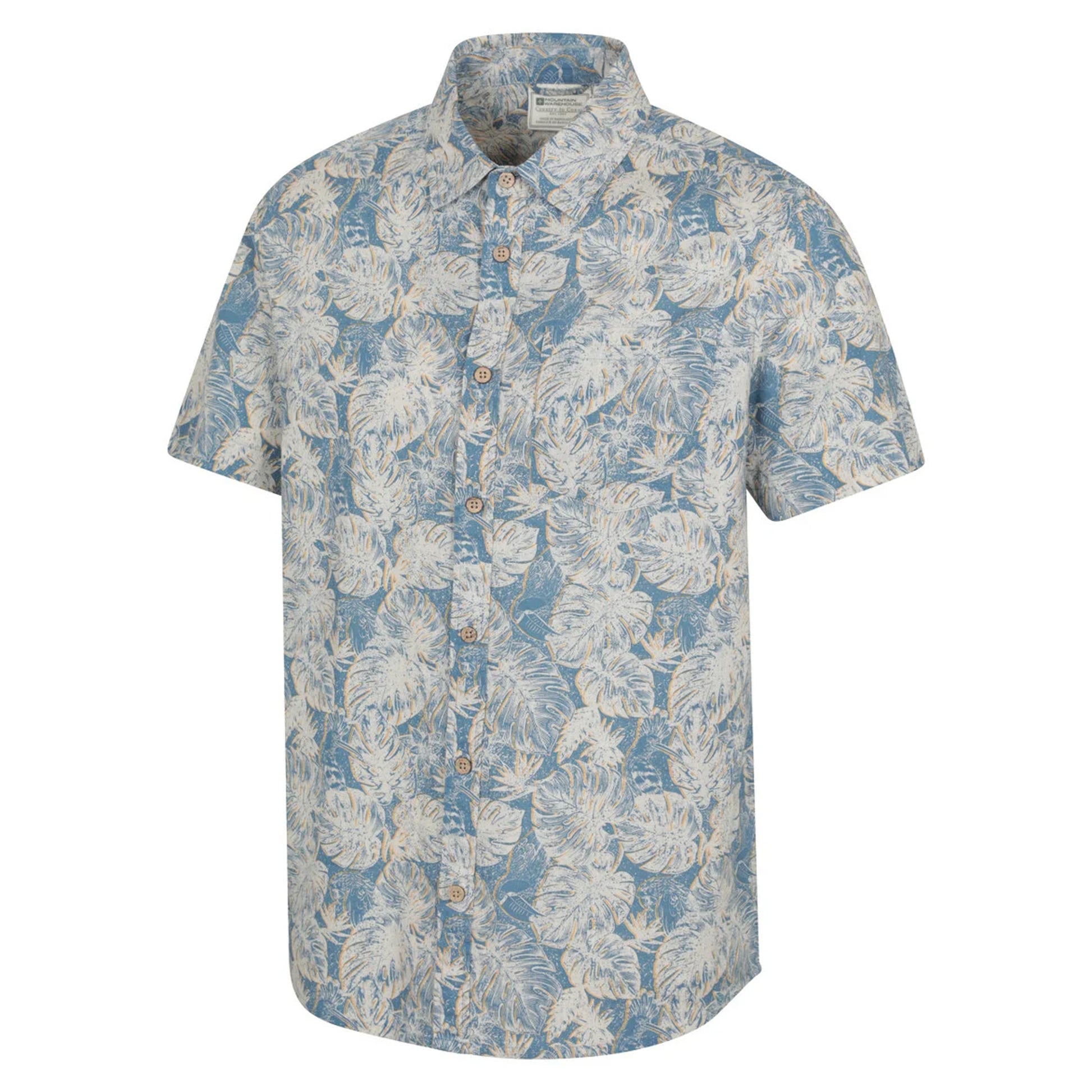 Bright Blue - Side - Mountain Warehouse Mens Tropical Short-Sleeved Shirt