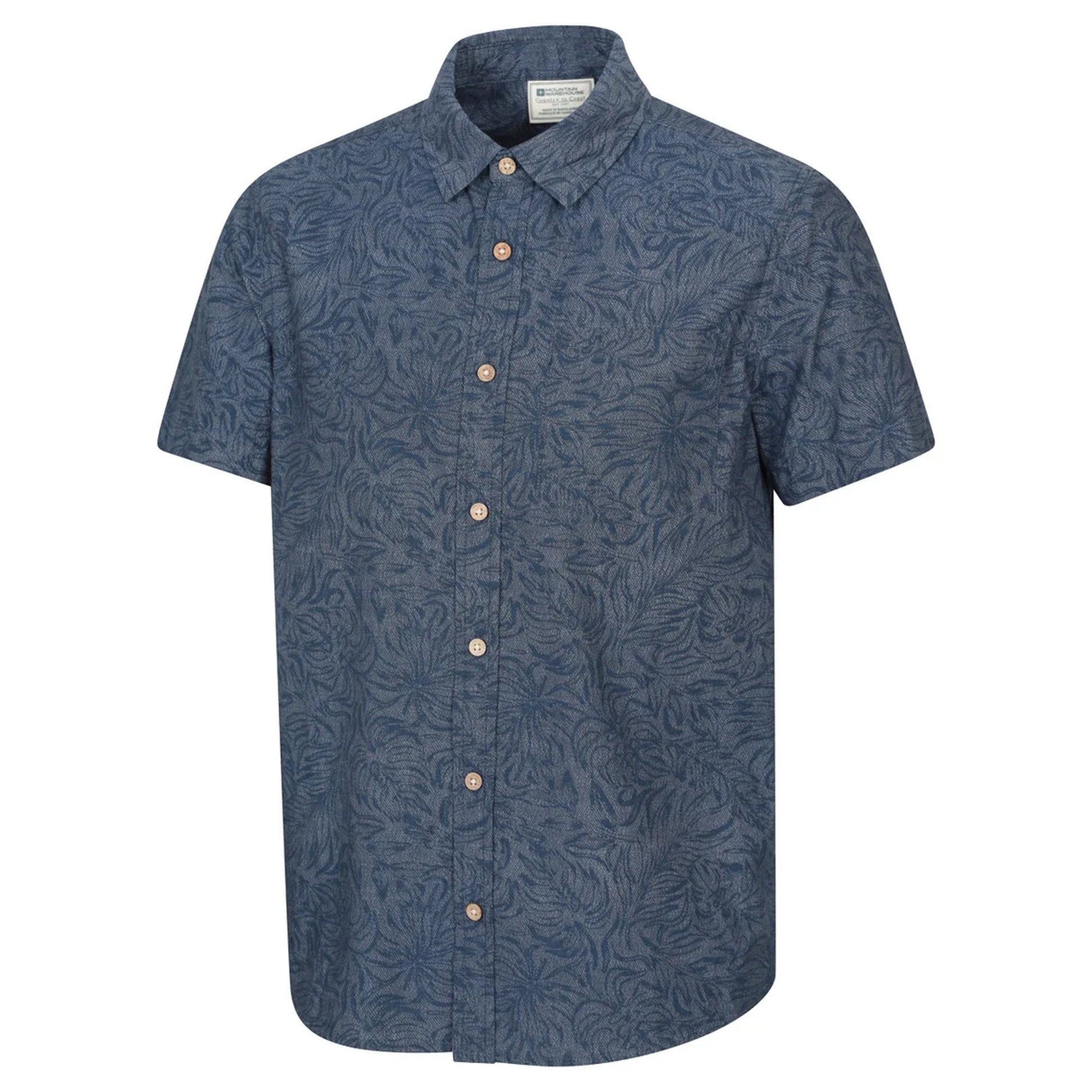 Pale Blue - Side - Mountain Warehouse Mens Tropical Short-Sleeved Shirt