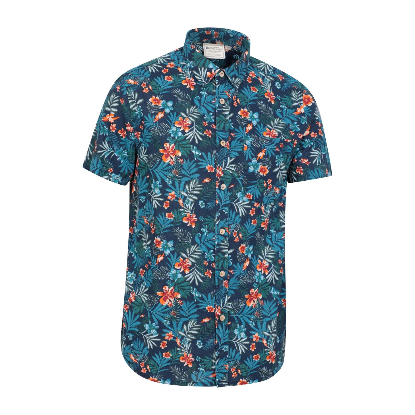 Navy - Side - Mountain Warehouse Mens Tropical Short-Sleeved Shirt