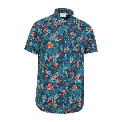 Navy - Side - Mountain Warehouse Mens Tropical Short-Sleeved Shirt