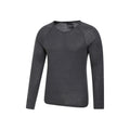 Grey - Back - Mountain Warehouse Mens Merino Wool V Neck Base Layer Top