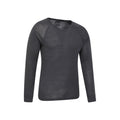 Grey - Side - Mountain Warehouse Mens Merino Wool V Neck Base Layer Top