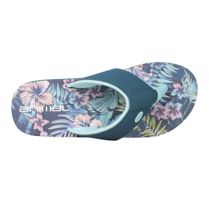 Mint - Back - Animal Womens-Ladies Leaf Print Recycled Flip Flops