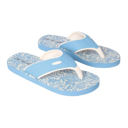 Pale Blue - Front - Animal Womens-Ladies Leaf Print Recycled Flip Flops