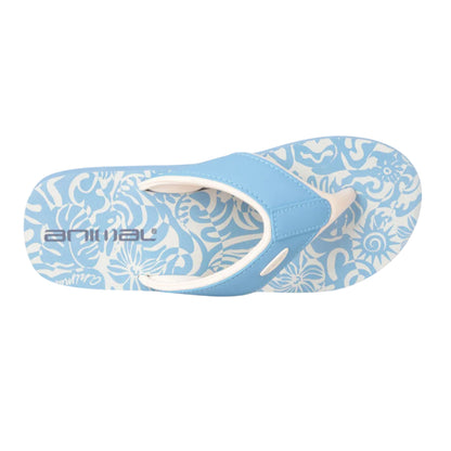 Pale Blue - Back - Animal Womens-Ladies Leaf Print Recycled Flip Flops