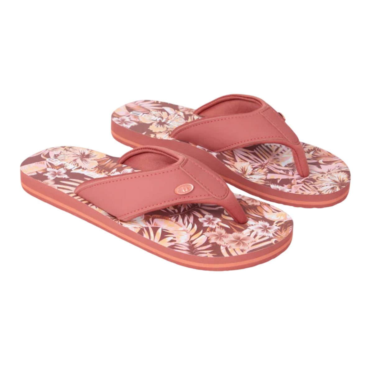 Tan - Front - Animal Womens-Ladies Leaf Print Recycled Flip Flops