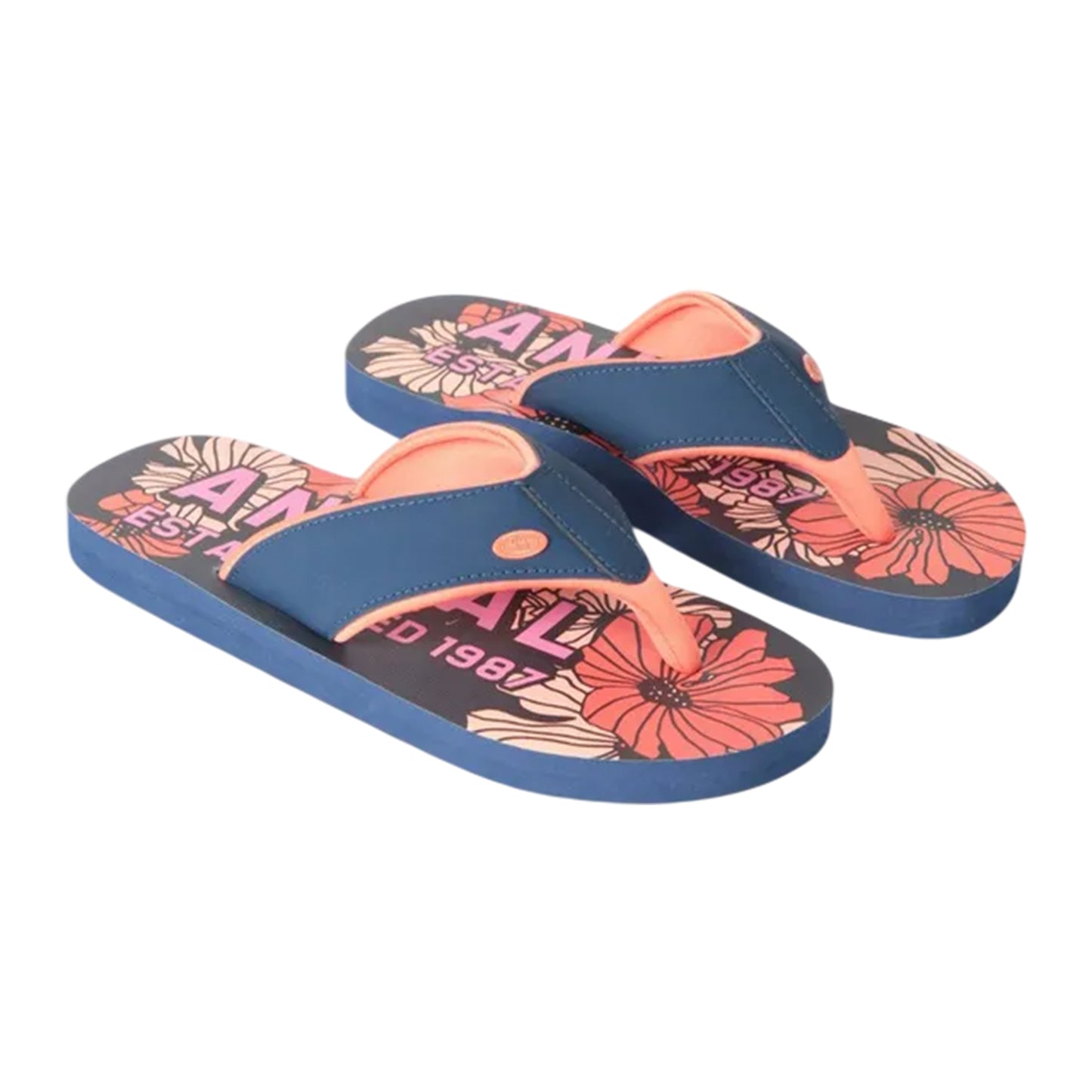 Coral - Front - Animal Womens-Ladies Leaf Print Recycled Flip Flops