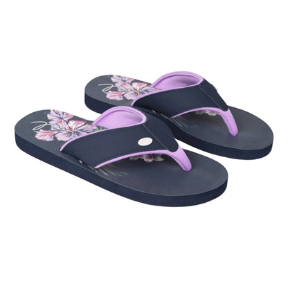 Light Purple - Front - Animal Womens-Ladies Leaf Print Recycled Flip Flops