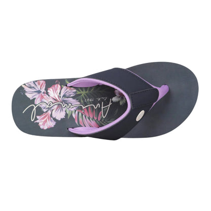 Light Purple - Back - Animal Womens-Ladies Leaf Print Recycled Flip Flops
