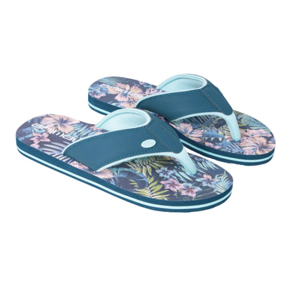 Mint - Front - Animal Womens-Ladies Leaf Print Recycled Flip Flops