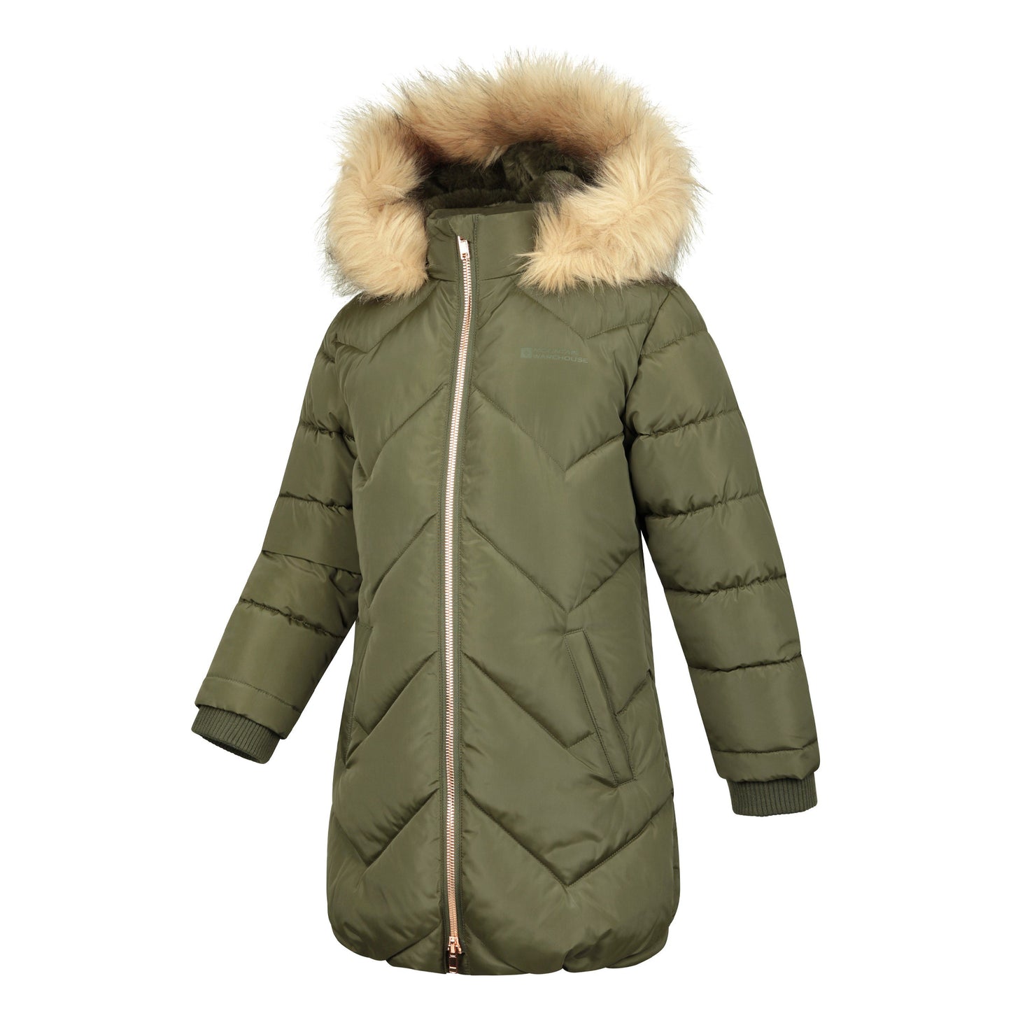 Dark Khaki - Side - Mountain Warehouse Childrens-Kids Galaxy Water Resistant Padded Jacket