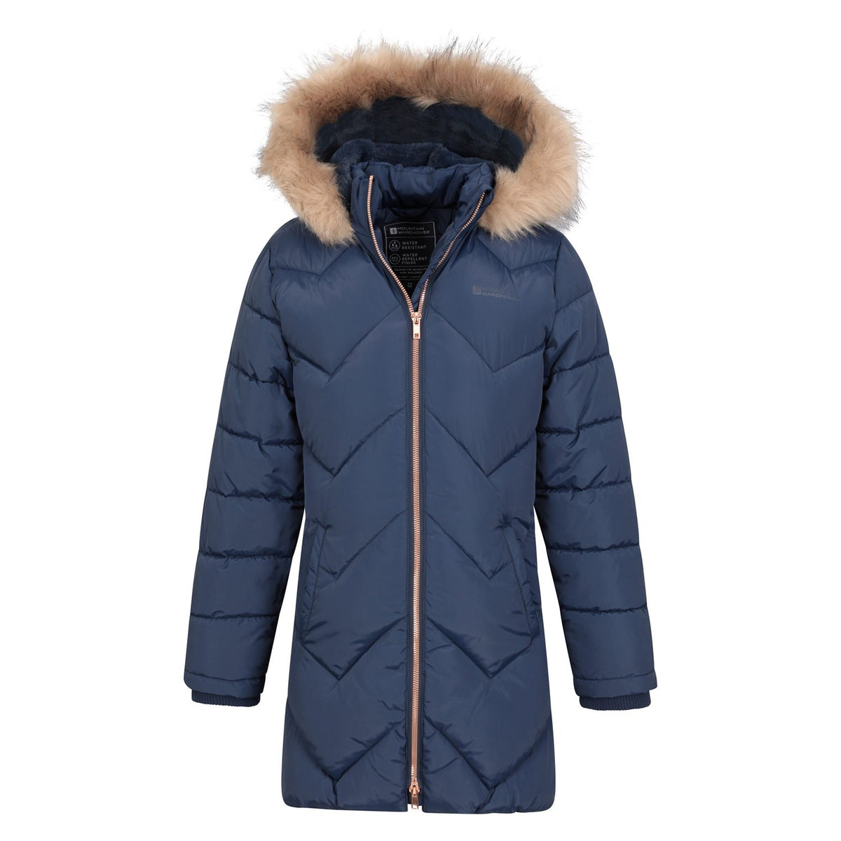 Navy - Pack Shot - Mountain Warehouse Childrens-Kids Galaxy Water Resistant Padded Jacket